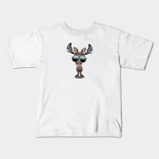 Cute Baby Moose Wearing Sunglasses Kids T-Shirt